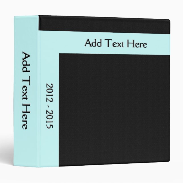 Bold Minimal Light Aqua on Black Custom Binder (Front/Spine)