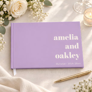 Bold Minimal Modern Lavender Retro Custom Wedding Guest Book