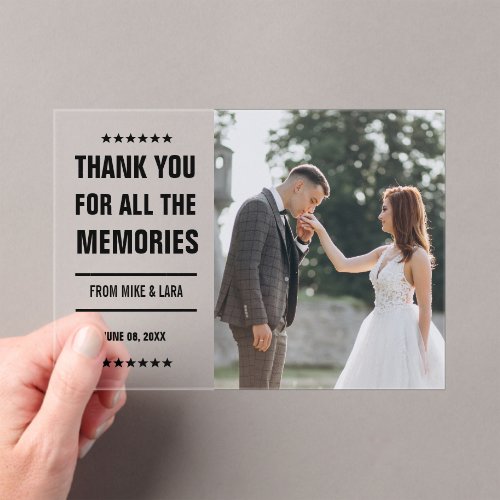 Bold Minimal Photo Wedding Thank You Acrylic Invitations