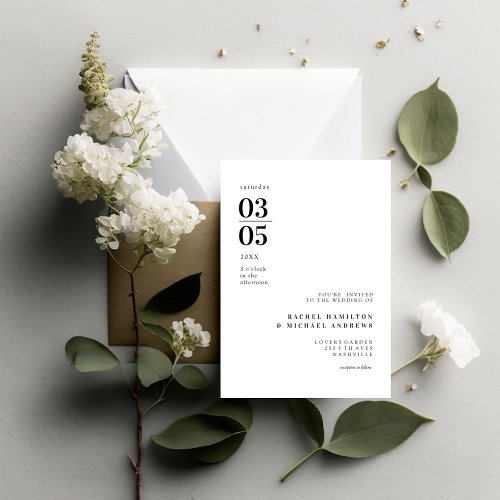 Bold Minimal Trending Wedding  Invitation