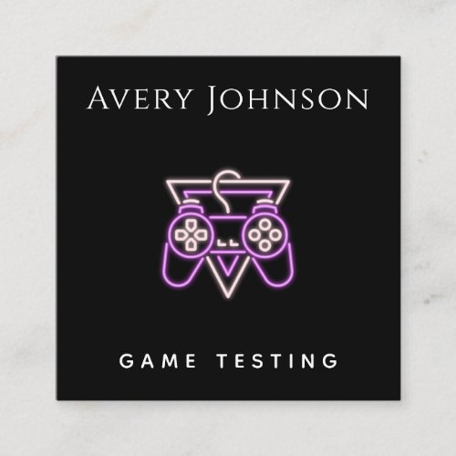 Bold  Minimal Video Game Testing Pink Controller Square Business Card