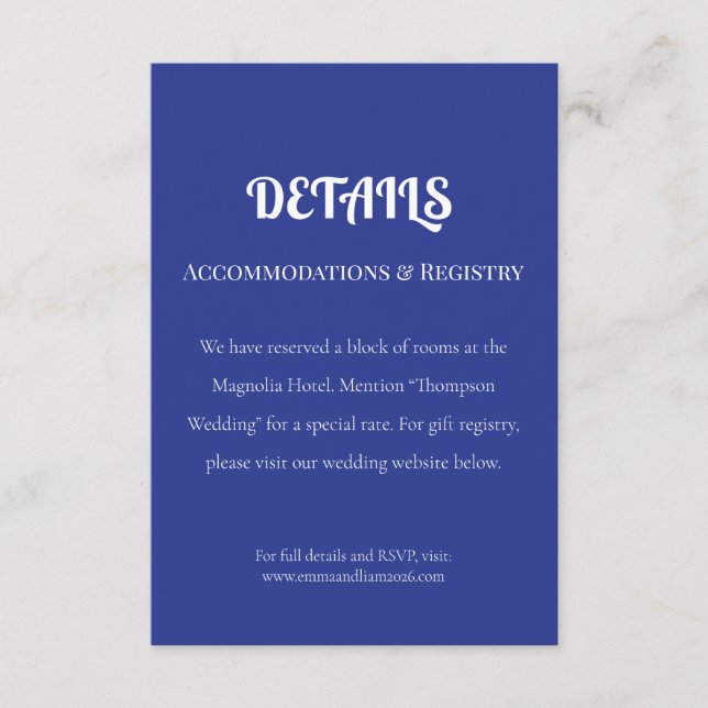 Bold Minimal Wedding Invite in Deep Blue (Front)