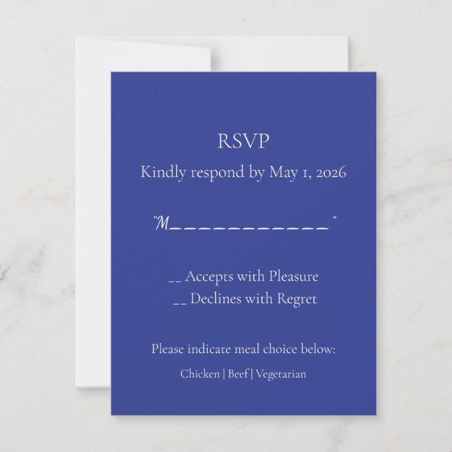 Bold Minimal Wedding Invite in Deep Blue (Front)