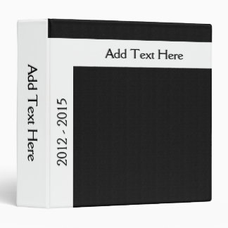 Bold Minimal White on Black Custom Binder