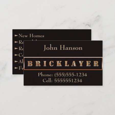 Bold, Minimalist, And Masculine Bricklayer Business Card
