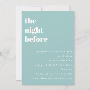Bold Minimalist Aqua Blue Rehearsal Dinner Invitation