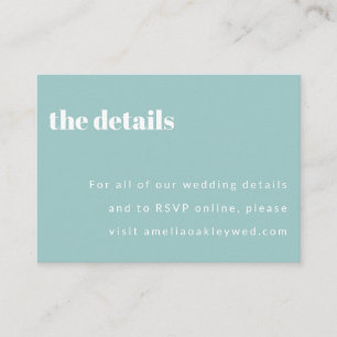 Bold Minimalist Aqua Blue Retro Custom Wedding Enclosure Card