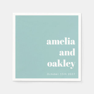 Bold Minimalist Aqua Blue Retro Custom Wedding Napkins
