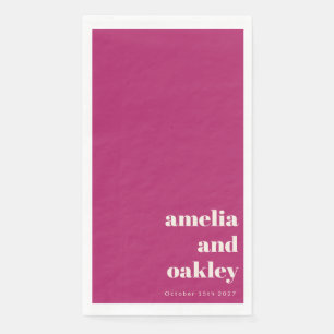 Bold Minimalist Berry Retro Custom Wedding Paper Guest Towels