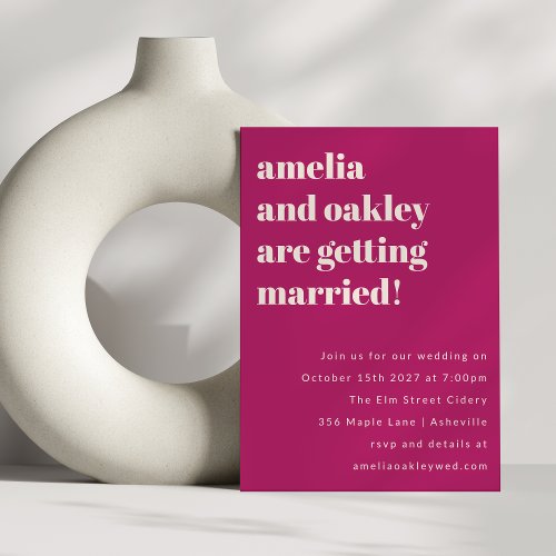 Bold Minimalist Berry Simple Wedding Website Invitation