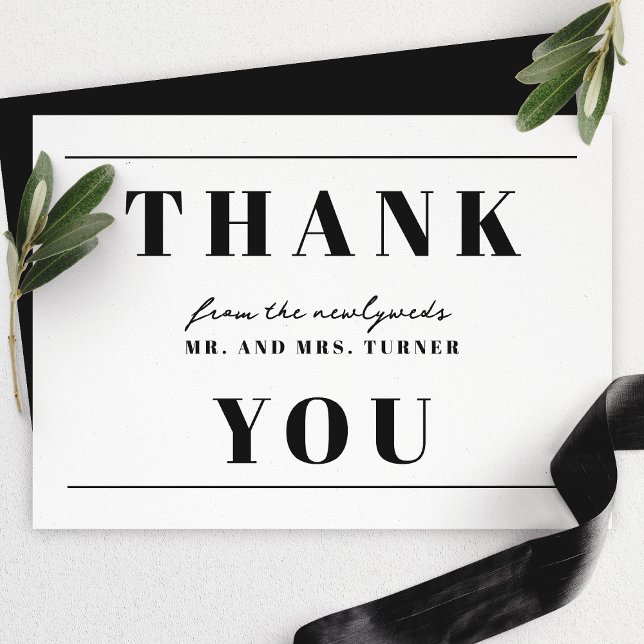 Bold Minimalist Black And White Wedding Thank You (Creator Uploaded)