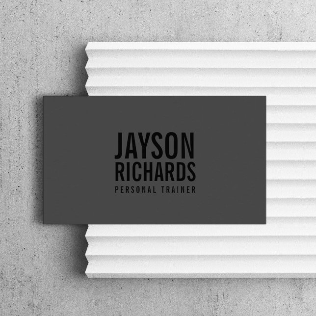 Bold Minimalist Black/Gray Personal Trainer Business Card (Creator Uploaded)