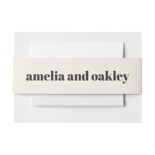 Bold Minimalist Black Ivory Retro Classic Wedding Invitation Belly Band