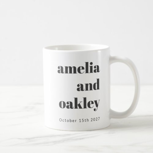 Bold Minimalist Black White Retro Custom Wedding Coffee Mug