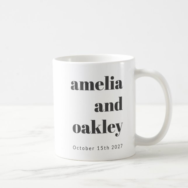 Bold Minimalist Black White Retro Custom Wedding Coffee Mug (Right)