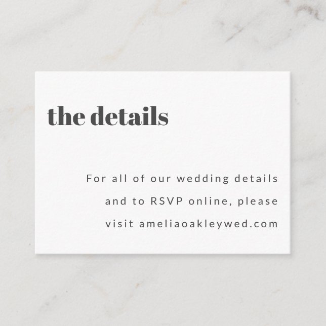 Bold Minimalist Black White Retro Custom Wedding Enclosure Card (Front)