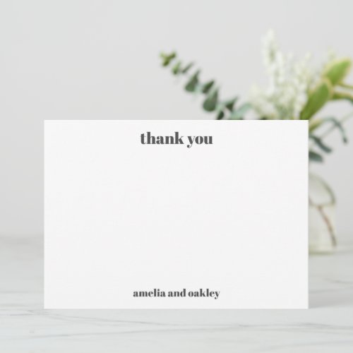 Bold Minimalist Black White Retro Custom Wedding Thank You Card