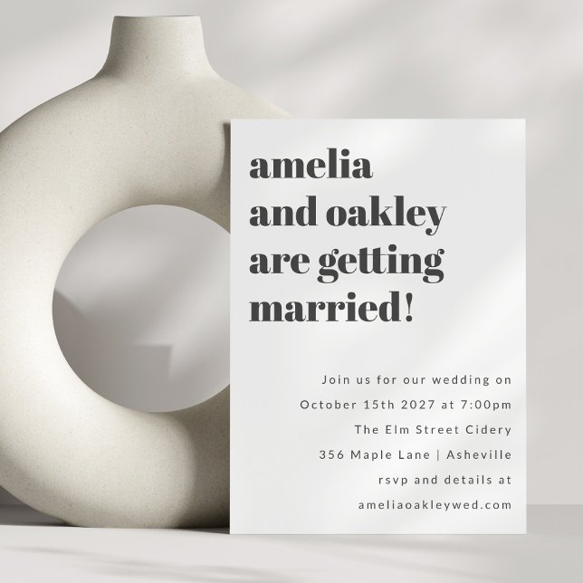 Bold Minimalist Black White Retro Simple Wedding Invitation (Creator Uploaded)