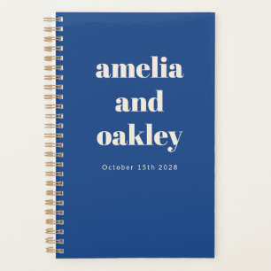 Bold Minimalist Bright Blue Retro Custom Wedding Planner
