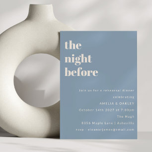 Bold Minimalist Dusty Blue Simple Rehearsal Dinner Invitation