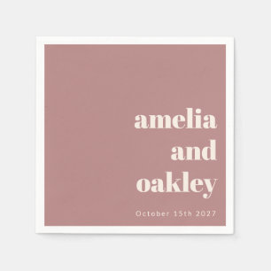 Bold Minimalist Dusty Rose Retro Custom Wedding Napkins
