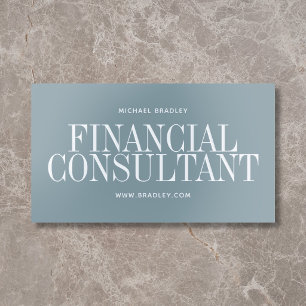 Bold Minimalist Elegant Dusty Blue Foil Business Cards