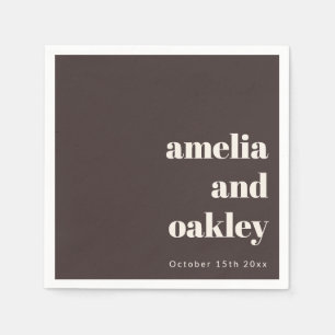 Bold Minimalist Fall Brown Custom Wedding Napkins