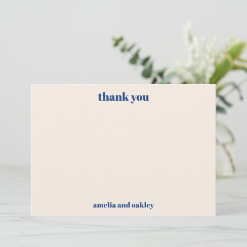 Bold Minimalist French Blue Retro Custom Wedding Thank You Card