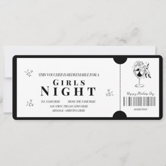Bold Minimalist Girls Night Voucher Invitation