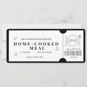 Bold Minimalist  Home-Cooked Meal  Voucher   Invitation