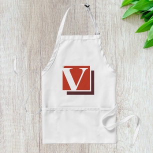 Bold Minimalist Letter V Monogram Adult Apron