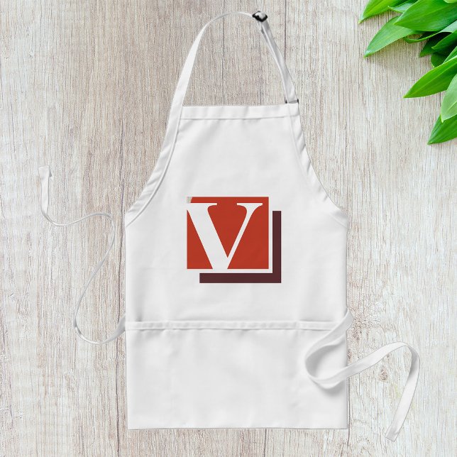 Bold Minimalist Letter V Monogram Adult Apron (Creator Uploaded)