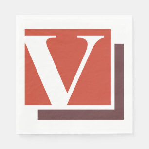 Bold Minimalist Letter V Monogram Napkins