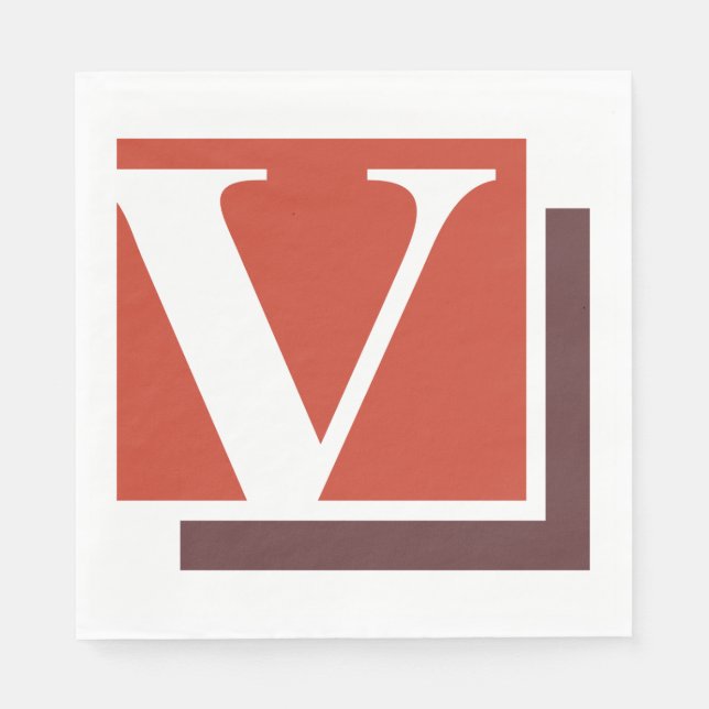 Bold Minimalist Letter V Monogram Napkins (Front)