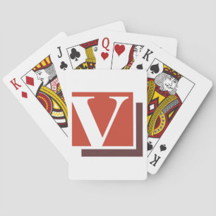 Bold Minimalist Letter V Monogram Poker Cards