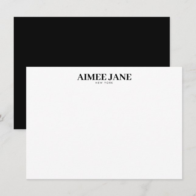 Bold Minimalist Luxury Boutique Black/White Note Card (Front/Back)