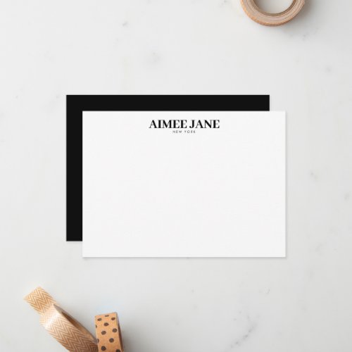 Bold Minimalist Luxury Boutique BlackWhite Note Card