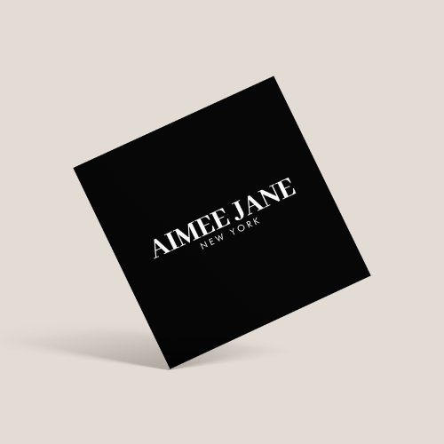 Bold Minimalist Luxury Boutique BlackWhite Square Business Card