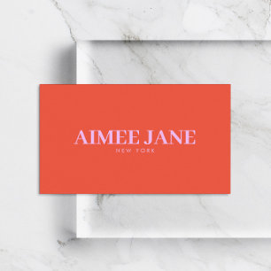 Bold Minimalist Luxury Boutique Orange/Pink Business Card