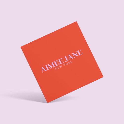 Bold Minimalist Luxury Boutique OrangePink Square Business Card