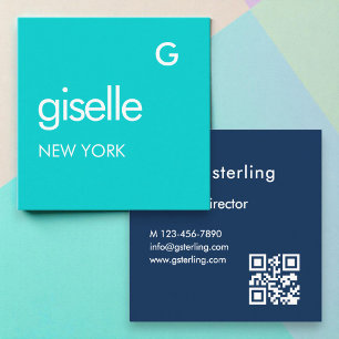 Bold Minimalist Modern Blue Turquoise Square Business Card