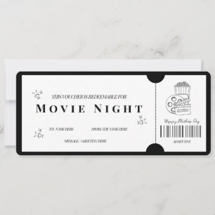 Bold Minimalist  Movie Night  Voucher   Invitation