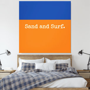 Bold Minimalist Orange Deep Blue Ocean Horizon Canvas Print