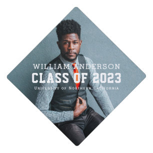 Bold Minimalist Photo Graduation  Cap Topper