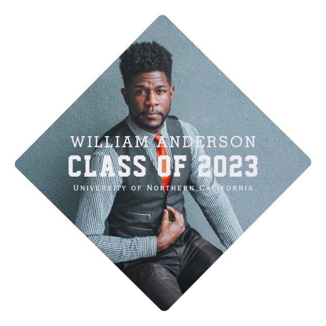 Bold Minimalist Photo Graduation  Cap Topper (Front)