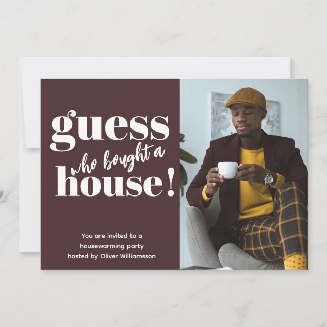 Bold Minimalist Photo Housewarming Party Invite (Front)