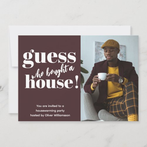 Bold Minimalist Photo Housewarming Party Invite