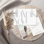 Bold Minimalist Photo light Gray Thank You Card<br><div class="desc">Boldly show your heartfelt appreciation with these simple 7" x 5" wedding thank you cards featuring the words, "Thank you, " in large light gray letters on a white background. The backs of the cards feature a a spot for your favorite photo, little heart along with the message, "with love...</div>