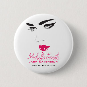 Bold Minimalist Pink Black Modern Makeup Artist Button