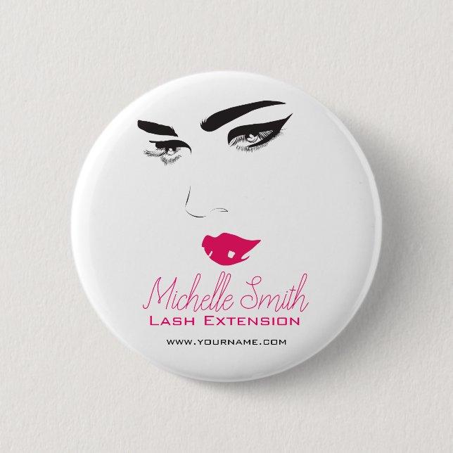 Bold Minimalist Pink Black Modern Makeup Artist  Button (Front)
